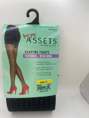 Assets by Spanx  Textured Shaping Tights Wishbone Black Size 2  Office